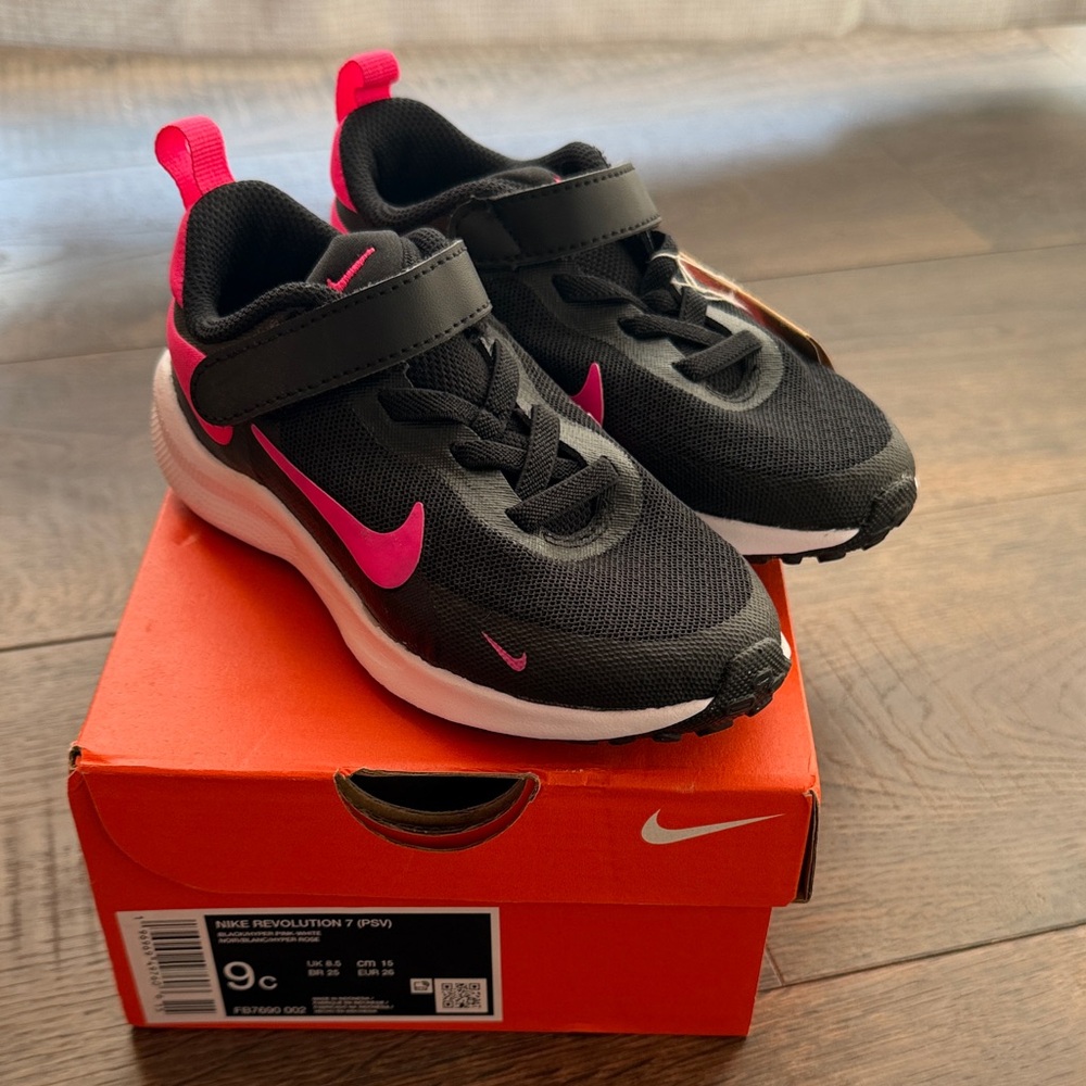 Nike Kids Black and Pink Shoes